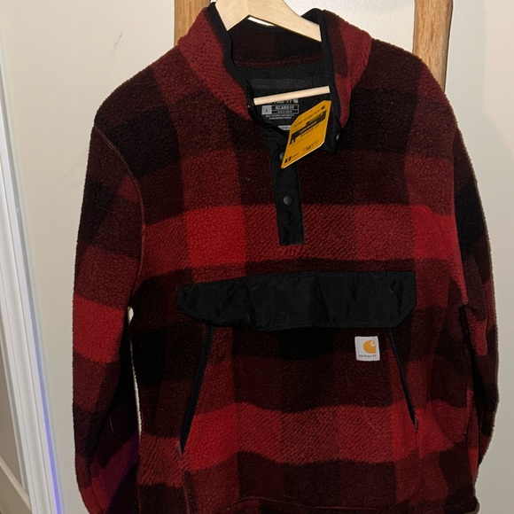 NWT Carhartt Deep Pile Fleece Plaid Jacket - Picture 1 of 3